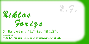 miklos forizs business card